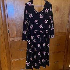 Old Navy Black Dress with Pink Floral Print